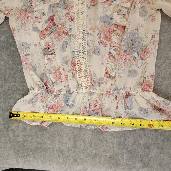 Sweet Rain Blouse Large Floral Ruffle Lace Romanticcore - Picture 5 of 8